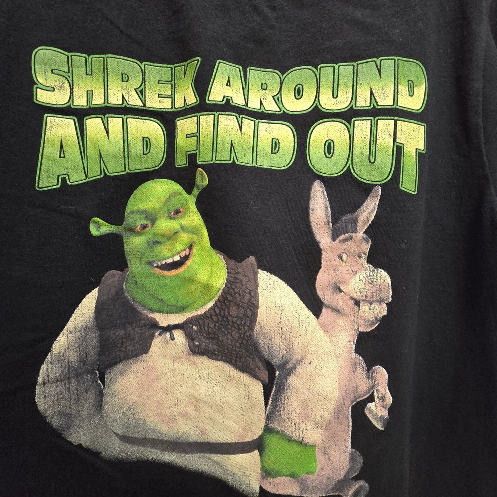 DreamWorks Shrek Around And Find Out Graphic T-Shirt Mens XL Black Donkey Tee - Picture 4 of 8